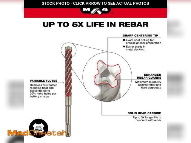 Lot 74-12792552 - Milwaukee 3/4 in. x 18 in. 4-Cutter SDS-PLUS Carbide Drill Bit - UNUSED