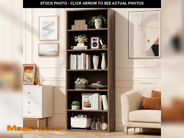 Lot 74-13815893 - Homall 6-Shelf Standing Bookcase, Sturdy Storage for Home Office, Living Room,Brown - UNUSED