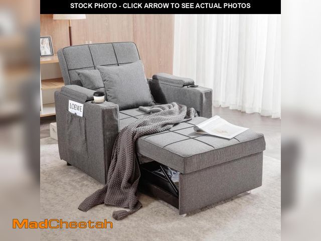 Lot 74-12493792 - COMHOMA Sleeper Chair Bed,Convertible Sofa Bed Armchair with Cup Holders,3-in-1 Futon Bed Chair with...