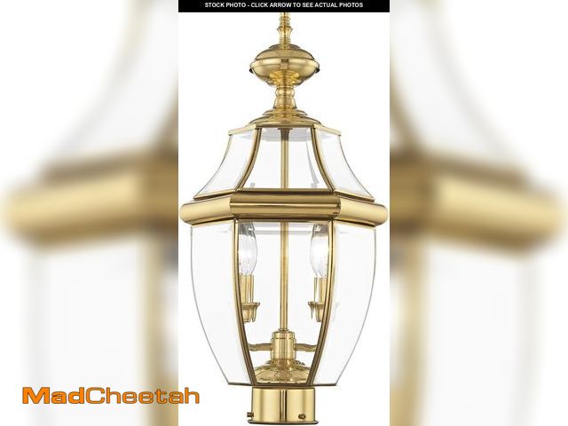 Lot 74-12097247 - Livex Lighting 2254-02 Monterey 2 Light Outdoor Polished Brass Finish Solid Brass Post Head with Cle...