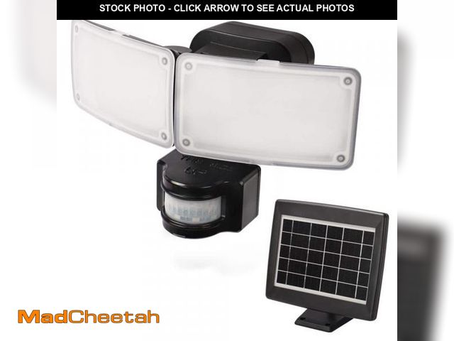 Lot 74-11825613 - Defiant 180ÃâÃÂ° Black Motion Sensor Solar Powered Outdoor 2-Head LED Security Flood Light 1000 ...