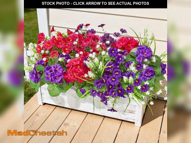 Lot 74-14266984 - Faylifeway 16 Bundles Artificial Flowers for Outdoors, UV Resistant Silk Faux Flowers for Outside Pl...