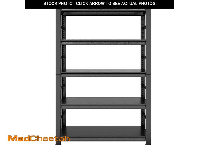 Lot 74-12900223 - Black 5-Tier Steel Shelving Unit, Heavy Duty Shelving Garage Storage Utility Rack 47.2 in. W x 18 in...