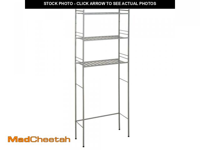 Lot 74-12463665 - Glacier Bay Slat Style 24 in. W x 9.5 in. D x 64.5 in. H Satin Nickel Over-the-Toilet Storage - UNUS...