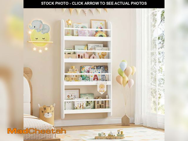 Lot 74-13818011 - Homfa 4-Tier Wall Bookshelf, 44.5"H Wall-Mounted Kids Bookshelf, Book Storage Rack for Kids Room, Wh...