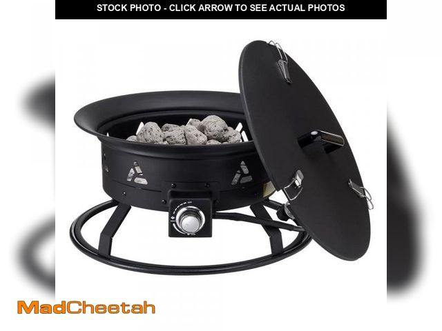 Lot 74-12518031 - SKYSHALO Propane Fire Pit 24 in. Diameter Outdoor Portable Gas Fire Pit w/ Cover Lava Rocks Adjustab...