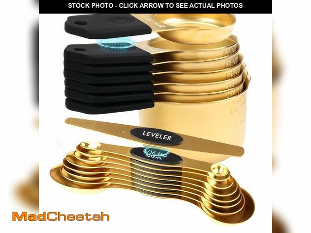 Lot 74-13539091 - 16-Piece Stainless Steel Measuring Cups and Spoons Set, Strong Magnetic Nesting Design 7 Cups 8 Spoo...