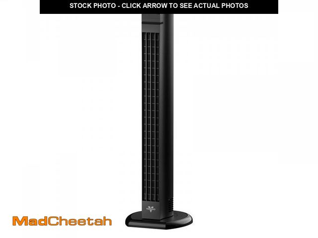 Lot 74-12406345 - (MISSING REMOTE) Vornado 4T Oscillating Tower Fan with Remote Control  40  Tall  Black (New) - UNUSE...
