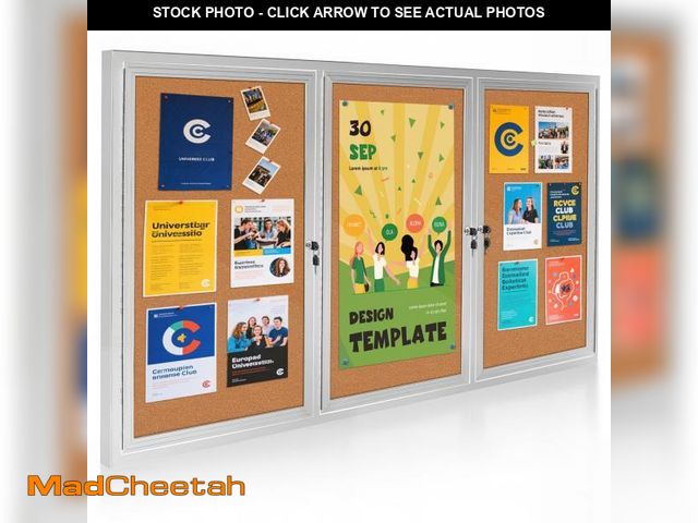 Lot 74-12204191 - Lockable Outdoor Enclosed Bulletin Board, Weatherproof Cork Noticeboard with Locking Door, Wall-Moun...