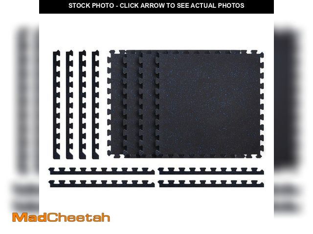 Lot 74-14590452 - TrafficMaster Black with Blue Flecks 25.2 in. W x 25.2 in. L x 0.68 in. Thick Foam Gym Floor Tiles (...