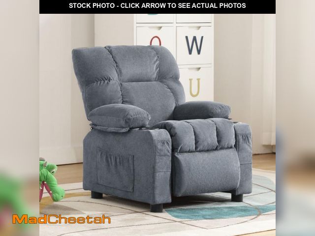 Lot 74-12514245 - JONPONY Kids Recliner Chair? Push Back Toddler Recliner with Cup Holders &amp; Side Pockets? Adjusta...