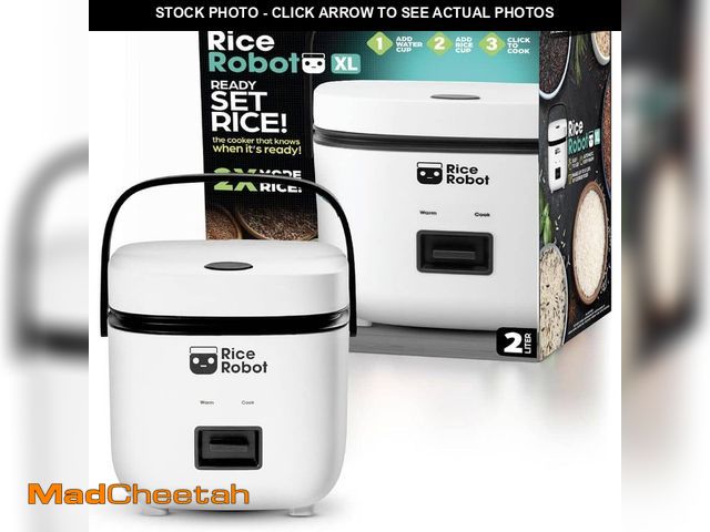 Lot 74-13692315 - RICE ROBOT 8-Cup (2L) White Space Saving Rice Cooker with Ceramic Nonstick Inner Pot - UNUSED