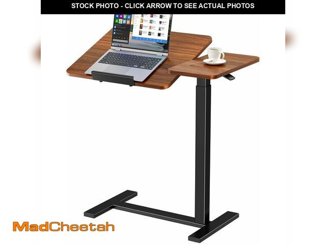 Lot 74-13382583 - Sweetcrispy Small Standing Desk Rolling Table Adjustable Height, Laptop Mobile Stand with Wheels, Po...
