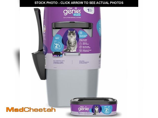 Lot 74-13041497 - (MISSING SCOOPER ,BAGS) Litter Genie Plus Pail (Silver) | Cat Litter Box Waste Disposal System for O...