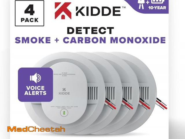 Lot 74-12328153 - Kidde Hardwired Smoke &amp; Carbon Monoxide Detector, 10-Year Battery Backup, Voice Alerts, Intercon...