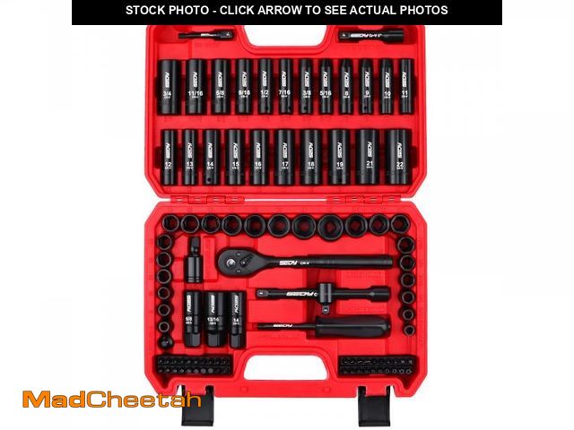 Lot 74-12047336 - 96-Piece 3/8" Drive Impact Socket Wrench and Bit Set, SAE 5/16ÃÂ¢Ã¢âÂ¬ÃÂ-3/4ÃÂ¢Ã¢âÂ¬ÃÂ &am...