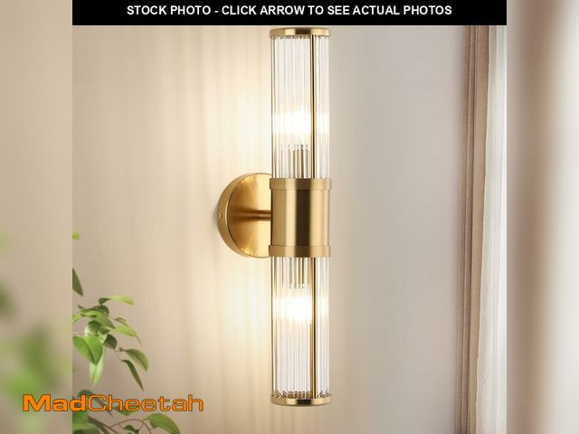 Lot 74-12971591 - ECOBRT Glass Rods Wall Light Fixture Indoor Brass Bathroom Vanity Lights Beside Mirror Lighting Lamp...
