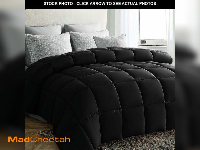 Lot 74-12837144 - JUSTLET Luxury Solid Down Alternative Machine Washable Black Comforters, Queen - UNUSED