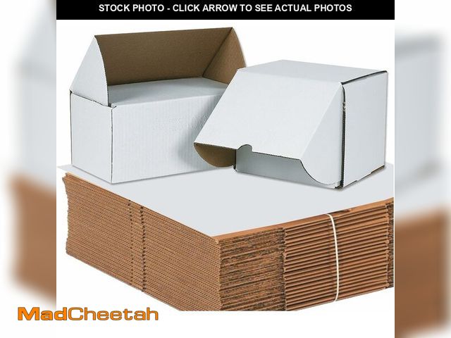 Lot 74-13844403 - Box USA 7" Deluxe Shipping Boxes, 7 1/2"L x 7"W x 6 1/2"H, 25-Pack - White Box Mailers for Packaging...