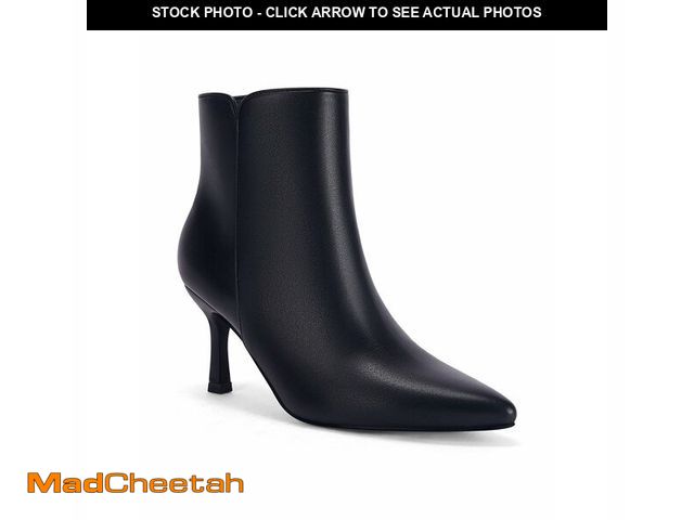 Lot 74-13541784 - Coutgo Women's Kitten Heel Booties Pointed Toe Low Stiletto Side Zipper Ankle Boots Shoes, Black, Si...