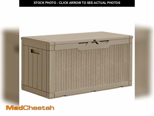 Lot 74-14587782 - Homall 100 Gallon Outdoor Box Deck Plastic Resin Storage Box, Brown - UNUSED