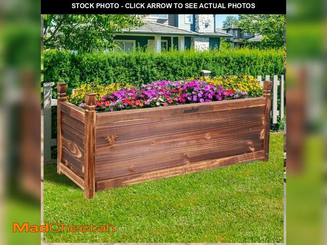 Lot 74-12158994 - Wisfor Carbonized Pine Wood Raised Garden Bed Backyard Vegetable Planter Box, 35.4x11.8x13.3 inch - ...
