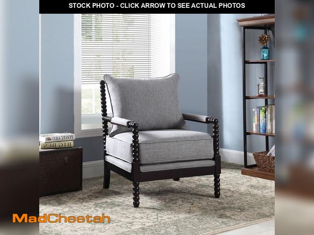 Lot 74-12534695 - Coaster Blanchett Grey and Black Fabric Upholstered Bobbin Accent Chair - UNUSED