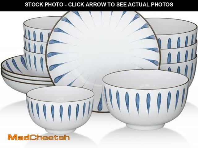 Lot 74-12191134 - JDZTC Porcelain Soup Bowls: Big &amp; Deep Ceramic Cereal Bowl Set of 12 - Oven &amp; Microwave &amp...