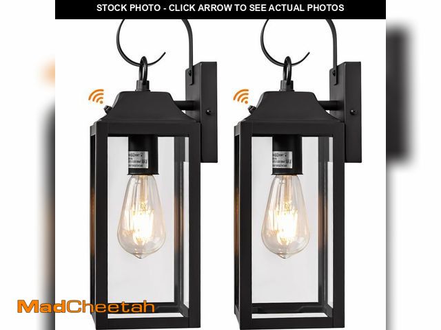 Lot 74-14304259 - Yolsunes Dusk to Dawn Wall Lights 2 Pack, Black Outdoor Light Fixtures Wall Mount, 15 Inch Exterior ...