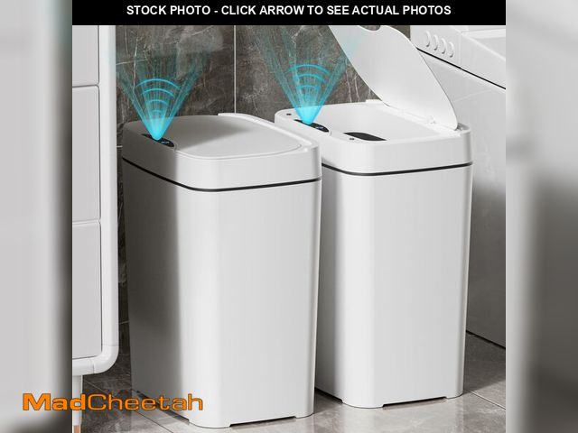 Lot 74-12718469 - Vanpopubs 2 Pack 2.7 Gal Bathroom Trash Can with Lid, Automatic Trash Can Small Smart Garbage Can To...