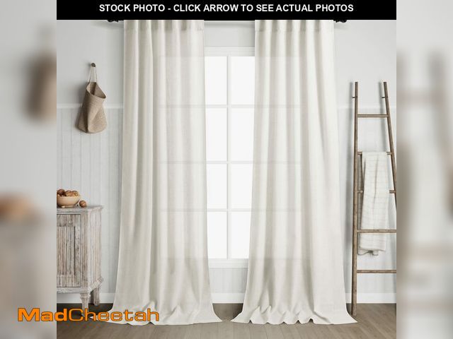 Lot 74-14050953 - Nanspring 2 Panels Set Cream Linen Curtains 108 inches Long for Living Room Extra Back Tab Neutral F...