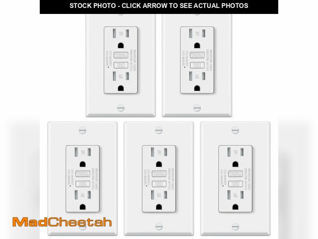 Lot 74-14380029 - ELECTECK 5 Pack GFCI Outlets 15 Amp, Tamper Resistant (TR), Ultra Slim GFI Receptacles with LED Indi...
