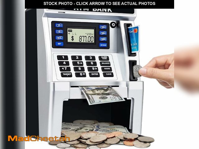 Lot 74-14423529 - ATM Piggy Bank for Kids, ATM Machine for Real Money with Debit Card, Bill Feeder, Coin Recognition, ...