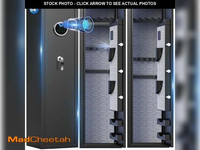 Lot 74-13108853 - Omethey 4-5 Fireproof Gun Safes, Quick Access Fingerprint Gun Safe, Gun Cabinet with Backlit Keypad ...