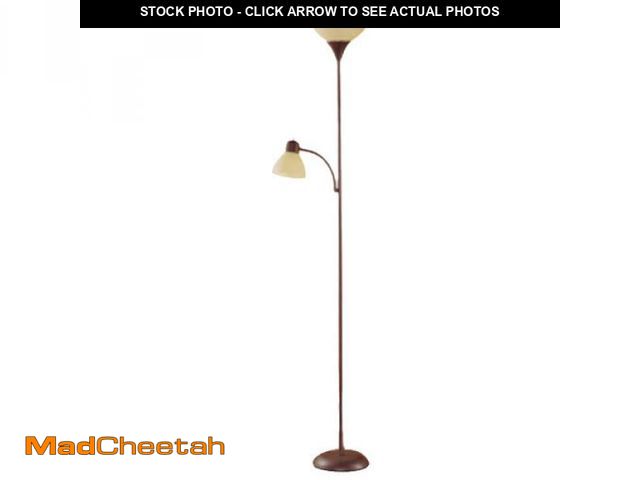 Lot 74-12422593 - Mainstays 72   Brown Combo Floor Lamp with Reading Lamp  Modern Design - UNUSED