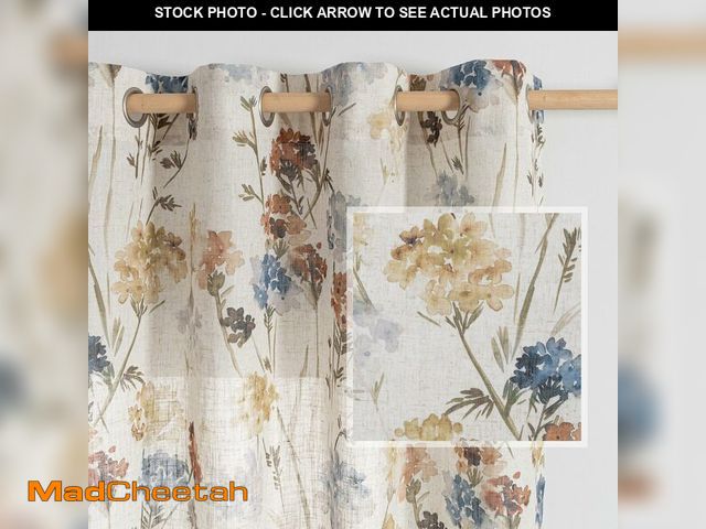 Lot 74-14150758 - MYSKY HOME Long Floral Curtains for Living Room Bedroom Linen Semi Sheer Light Filtering Privacy Pro...