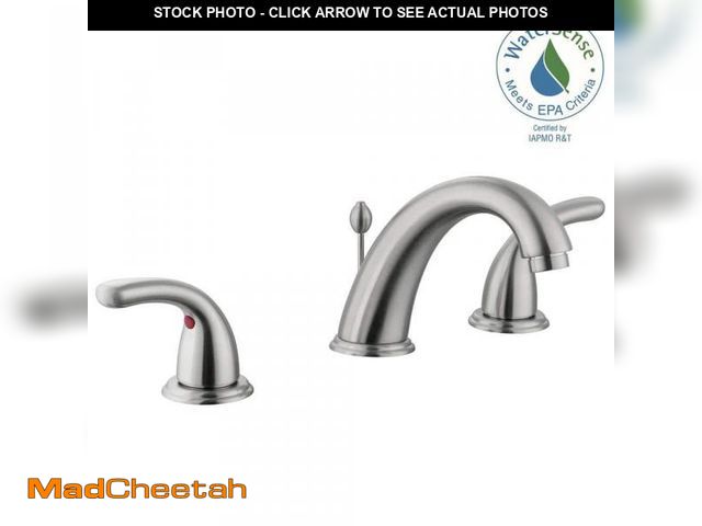 Lot 74-12463655 - Glacier Bay Builders 8 in. Widespread 2-Handle High-Arc Bathroom Faucet in Brushed Nickel - UNUSED