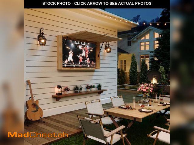Lot 74-12204234 - Outdoor TV Enclosure, Solid Wood Weatherproof TV Cover with 4D Adjustable Mount &amp; Fold-Up Door (...