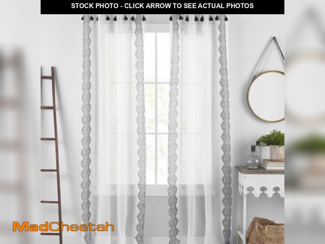 Lot 74-4228098 - SINGLE PANEL Dakota Fields Sheer Tab Top Single Curtain Panel Black 52" x 84" - UNUSED