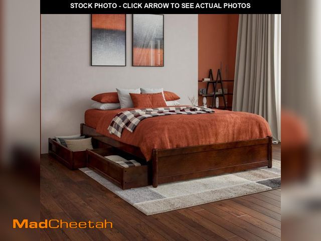 Lot 74-12407009 - AFI, Barcelona Full Panel Platform Bed with Storage Drawers, Walnut - UNUSED