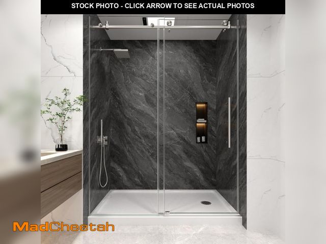 Lot 74-12163531 - KPUY Frameless Shower Door, 50-54" W x 76" H Sliding Glass Shower Door, 1/4" (6mm) Thick Tempered Cl...