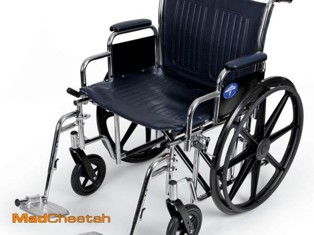 Lot 74-12239692 - Extra Wide Wheelchair, 22", Swing-away Legs - USED