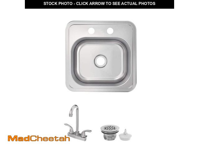 Lot 74-13778801 - (MISSING DRAIN) Glacier Bay 15 in. Drop-In Single Bowl 20-Gauge Stainless Steel Kitchen Sink with Fa...