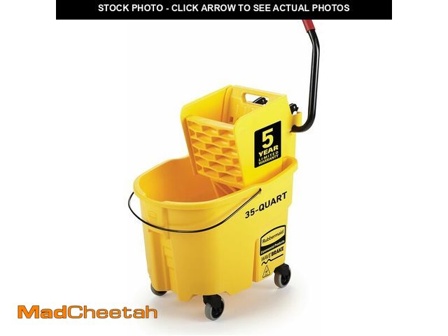 Lot 74-13927416 - Rubbermaid Commercial Products WaveBrake 35 Qt. Side-Press Mop Bucket and Wringer Combo on Wheels Ye...