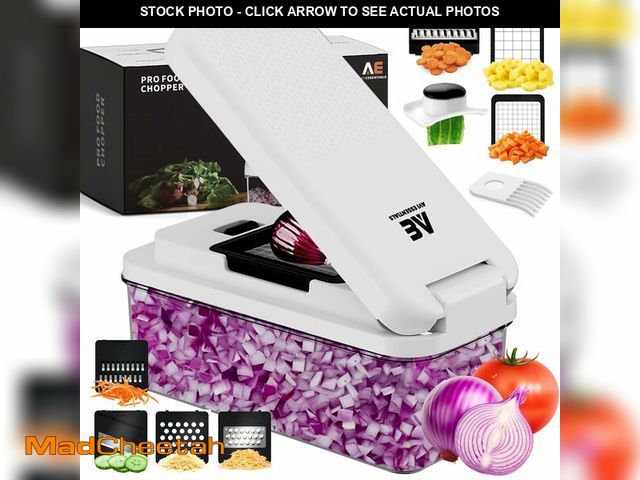 Lot 74-14056935 - AVI ESSENTIALS Pro Food Chopper - Premium 9 in 1 Vegetable Chopper with 7 Interchangeable Blades, Fr...