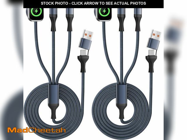 Lot 74-13966303 - Travel Cruise Essentials 3 in 2 Multi Charging Cable Cord for iWatch Charger/IP/USB C, Braided USB A...