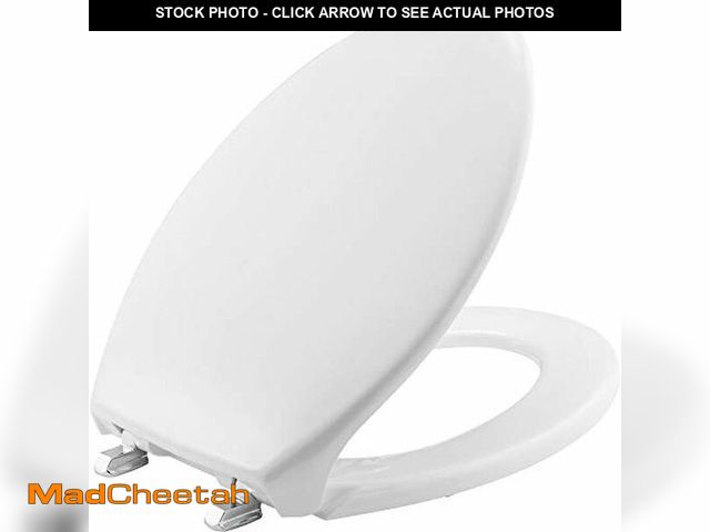 Lot 74-12695395 - BEMIS 1900SS Commercial Heavy Duty Closed Front Toilet Seat with Cover, Industrial Seat with Chrome ...