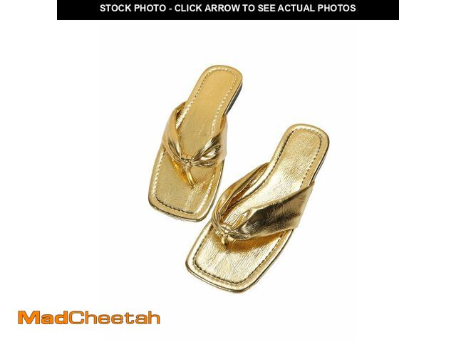 Lot 74-14209187 - GORGLITTER Women's Flip Flops Flat Sandals Dressy Metallic Square Toe Thong Vacation Summer Weeding ...