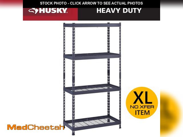 Lot 74-12535086 - Husky 4-Shelf Metal Heavy-Duty Adjustable Garage Storage Shelving Unit in Black (36 in. W x 72 in. H...
