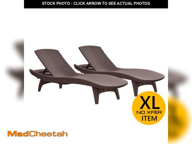 Lot 74-12638704 - Keter Grenada Brown All-Weather Adjustable Resin Patio Chaise Lounger Set of 2 - UNUSED